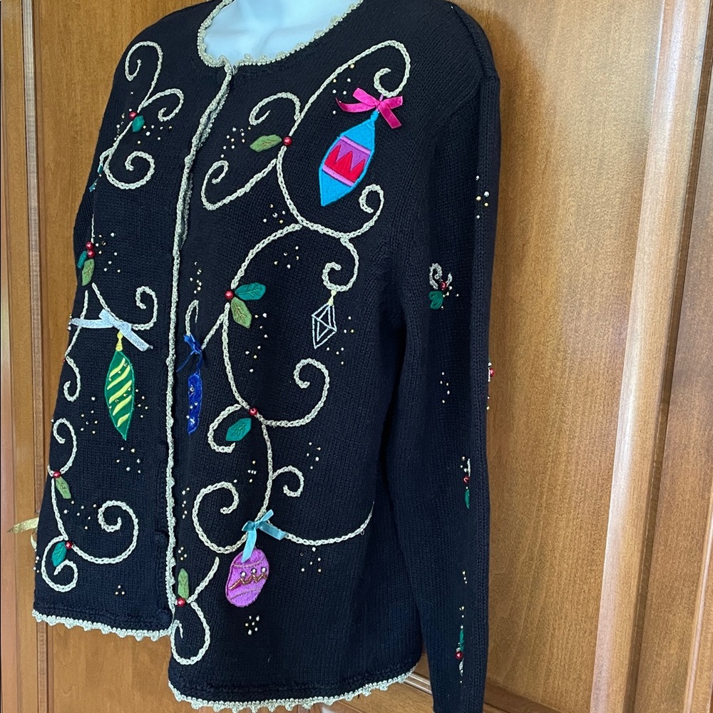 UGLY? Christmas Holiday Sweater by Designers Originals, Like New! Size Petite L - Picture 2 of 15